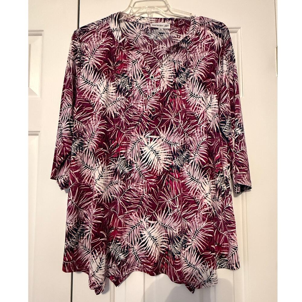 Southern Lady Women's Fern/Leaf Print Tunic, Size XL